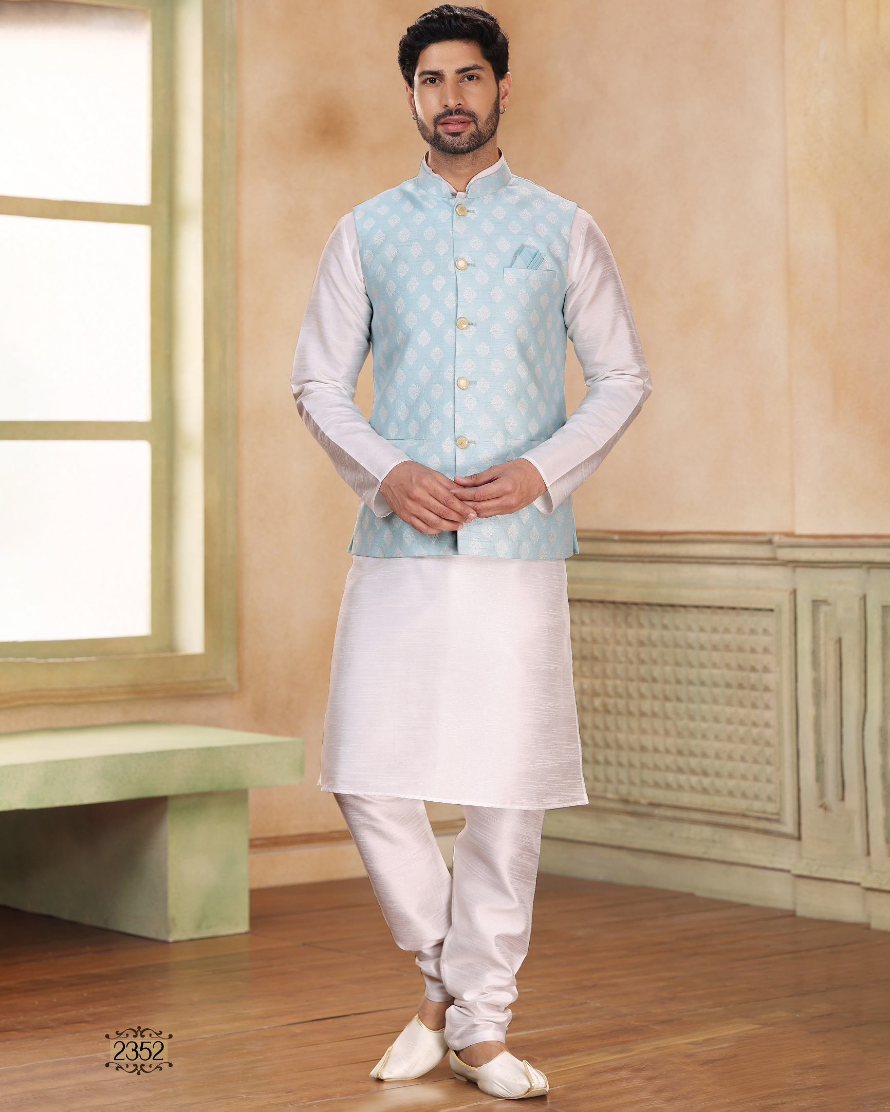 Presenting Readymade Men's Wear Kurta With Pajama With Jacket For Wedding