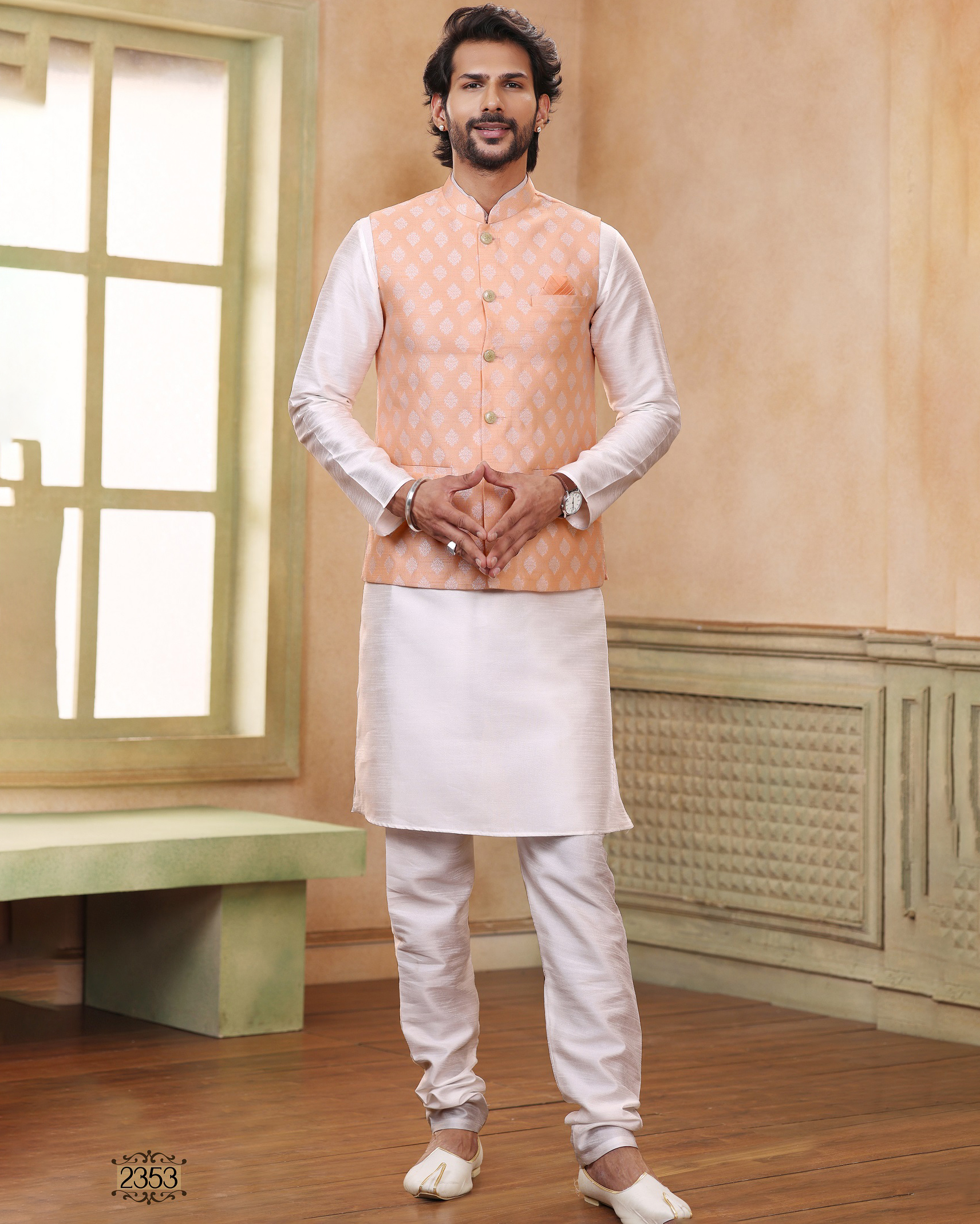 Presenting Readymade Men's Wear Kurta With Pajama With Jacket For Wedding