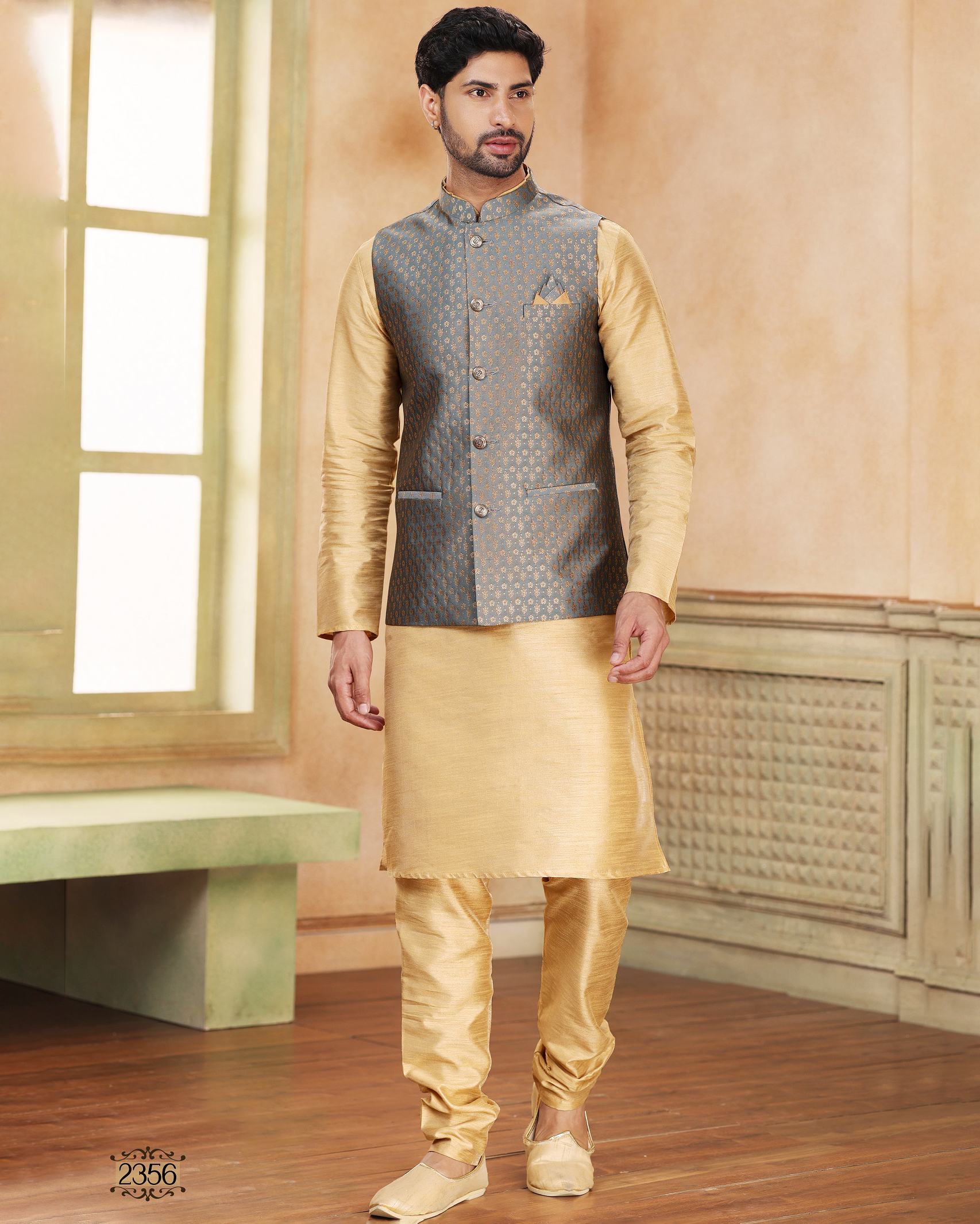 Presenting Readymade Men's Wear Kurta With Pajama With Jacket For Wedding