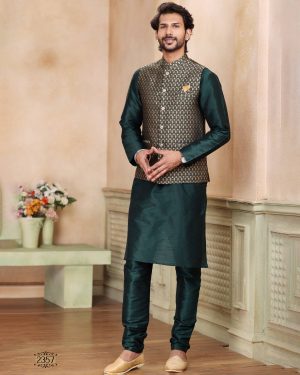 Presenting Readymade Men's Wear Kurta With Pajama With Jacket For Wedding