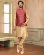 Presenting Readymade Men's Wear Kurta With Pajama With Jacket For Wedding