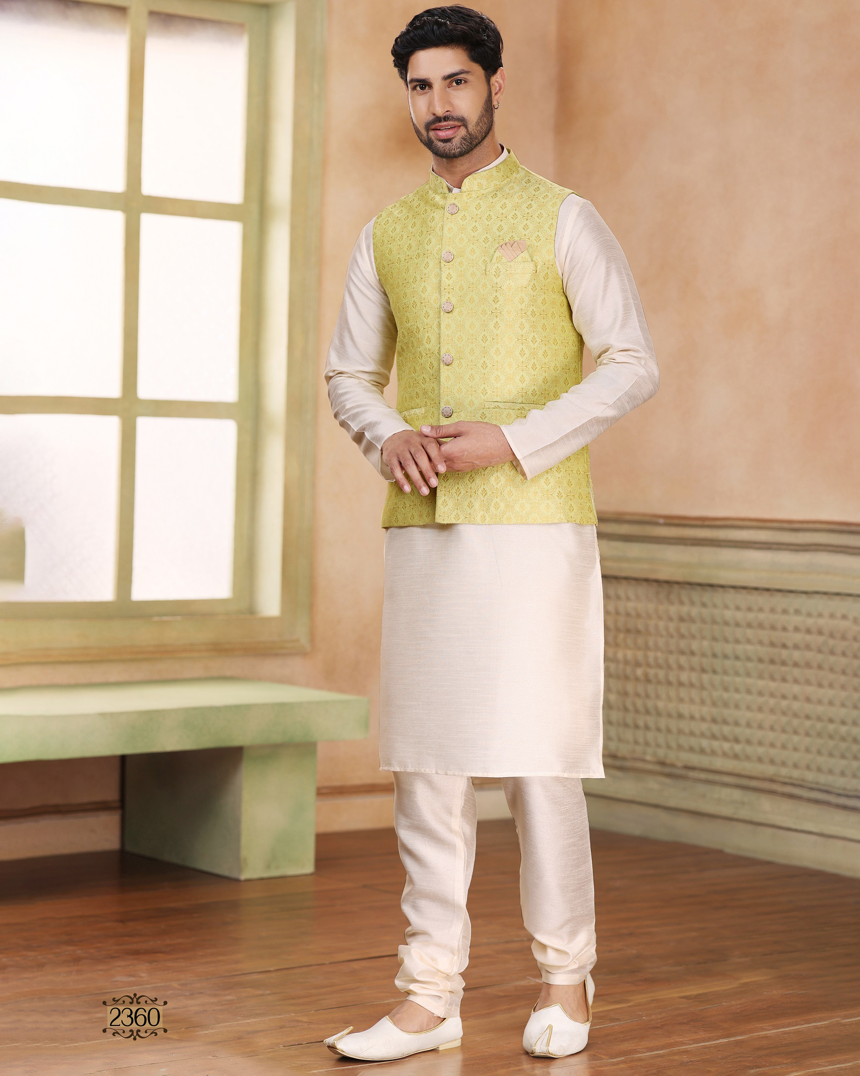 Presenting Readymade Men's Wear Kurta With Pajama With Jacket For Wedding