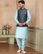 Presenting Readymade Men's Wear Kurta With Pajama With Jacket For Wedding