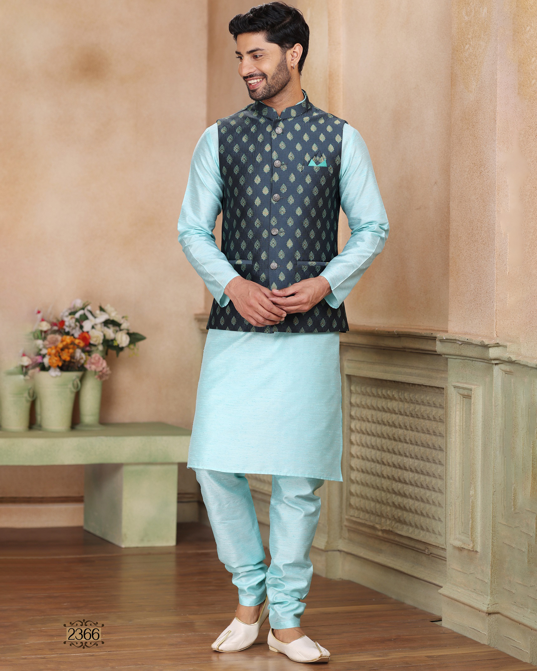 Presenting Readymade Men's Wear Kurta With Pajama With Jacket For Wedding