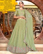 Shimmer And Elegance Combined Explore Semi-stitched Chinon Lehenga Choli And Dupatta With Stunning Sequence And Thread Embroidery