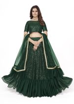 Unveil Grace And Glamour With Our Semistitched Lehenga Set Exquisite Thread And Sequins Embroidery