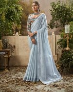 Women's Unstitched Handloom Weaving Linen Saree With Blouse