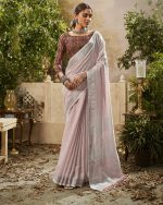 Women's Unstitched Handloom Weaving Linen Saree With Blouse