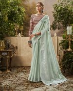 Women's Unstitched Handloom Weaving Linen Saree With Blouse