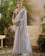 Women's Unstitched Handloom Weaving Linen Saree With Blouse