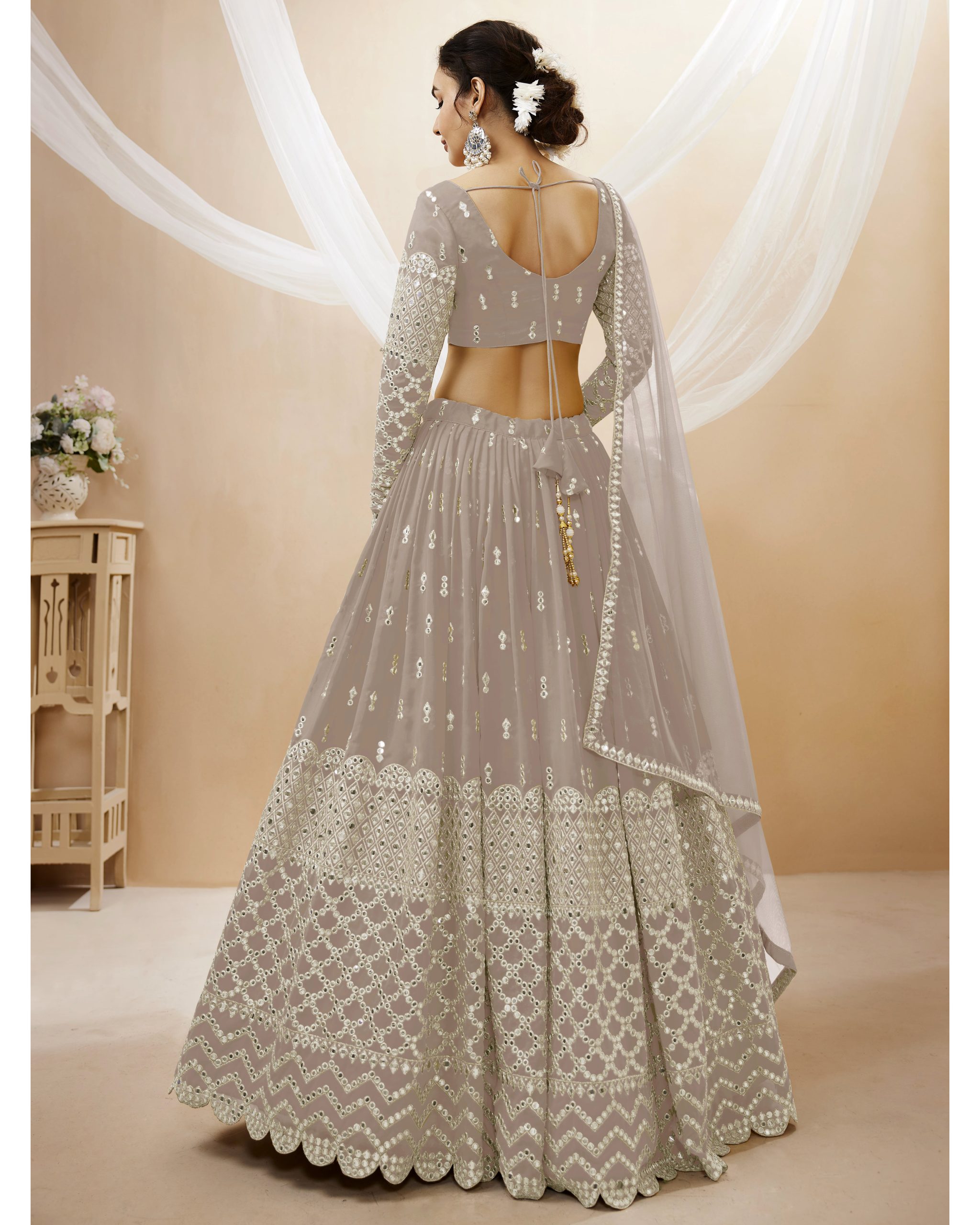 Create Your Dream Lehenga Semi-stitched Georgette Lehenga Fabric Georgette Choli And Georgette Dupatta Embellished With Sequin Embroidery