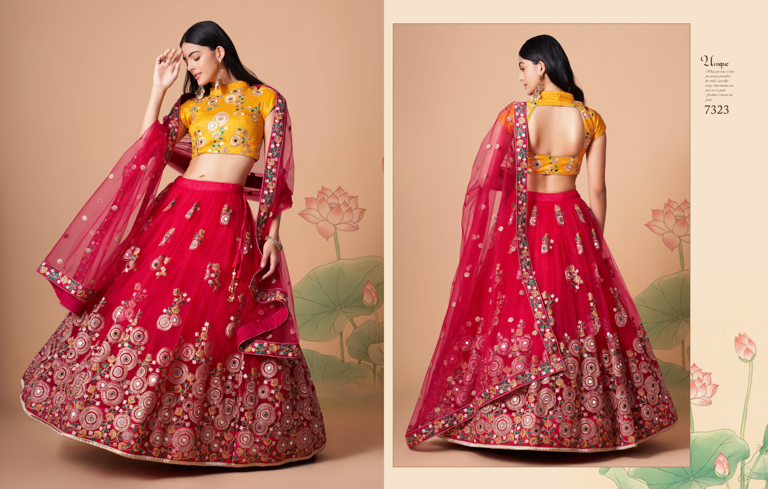 Glamorous Mirror Work Net Wedding Wear Lehenga Choli