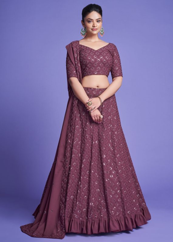 Present Georgette Semi Stitched Wedding Lehenga Catalog