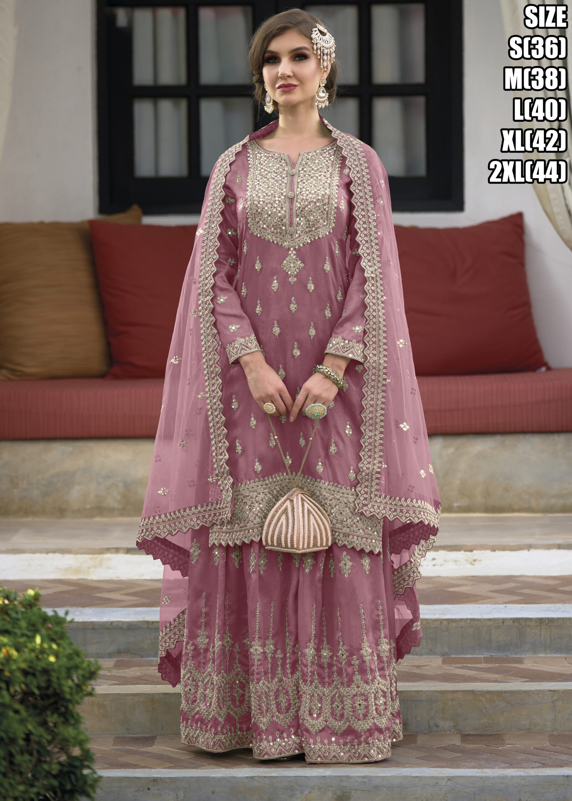 Party Wear Silk Readymade Embroidery Sharara Pair Collection