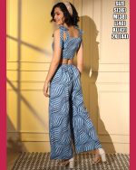 Unleash Your Style With Our Exquisite Platinum Crepe Printed Designer Cord Set Top & Bottom - Full Stitched For Effortless Elegance