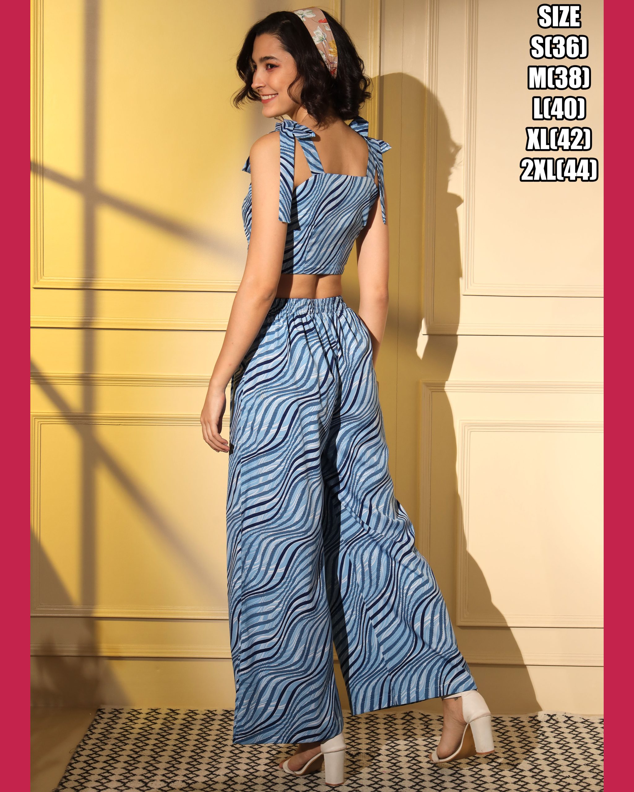 Unleash Your Style With Our Exquisite Platinum Crepe Printed Designer Cord Set Top & Bottom - Full Stitched For Effortless Elegance