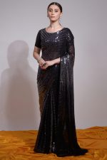 Our Stunning Collection Heavy Georgette Saree with Multicolour Sequence, Paired with Satin Banglori Blouse