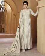 Unleash Your Charisma Step Into Luxury With Ready-to-wear Crushed Real Georgette Gown Adorned In Exquisite Lucknowi Style Work