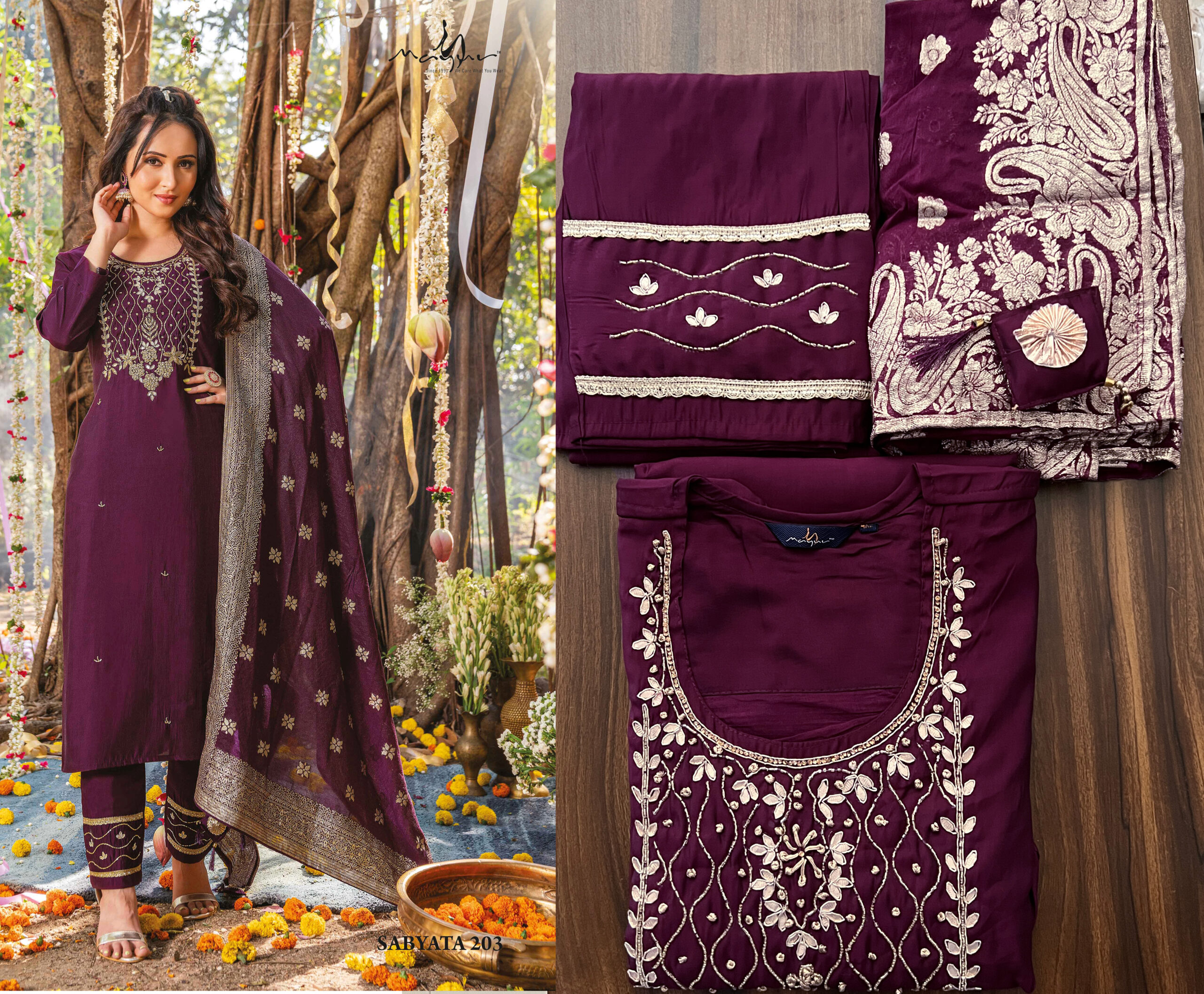 Mayur Fashion Sabhyata Vol-2 Viscose Silk Festive Wear Kurti Pent Dupatta