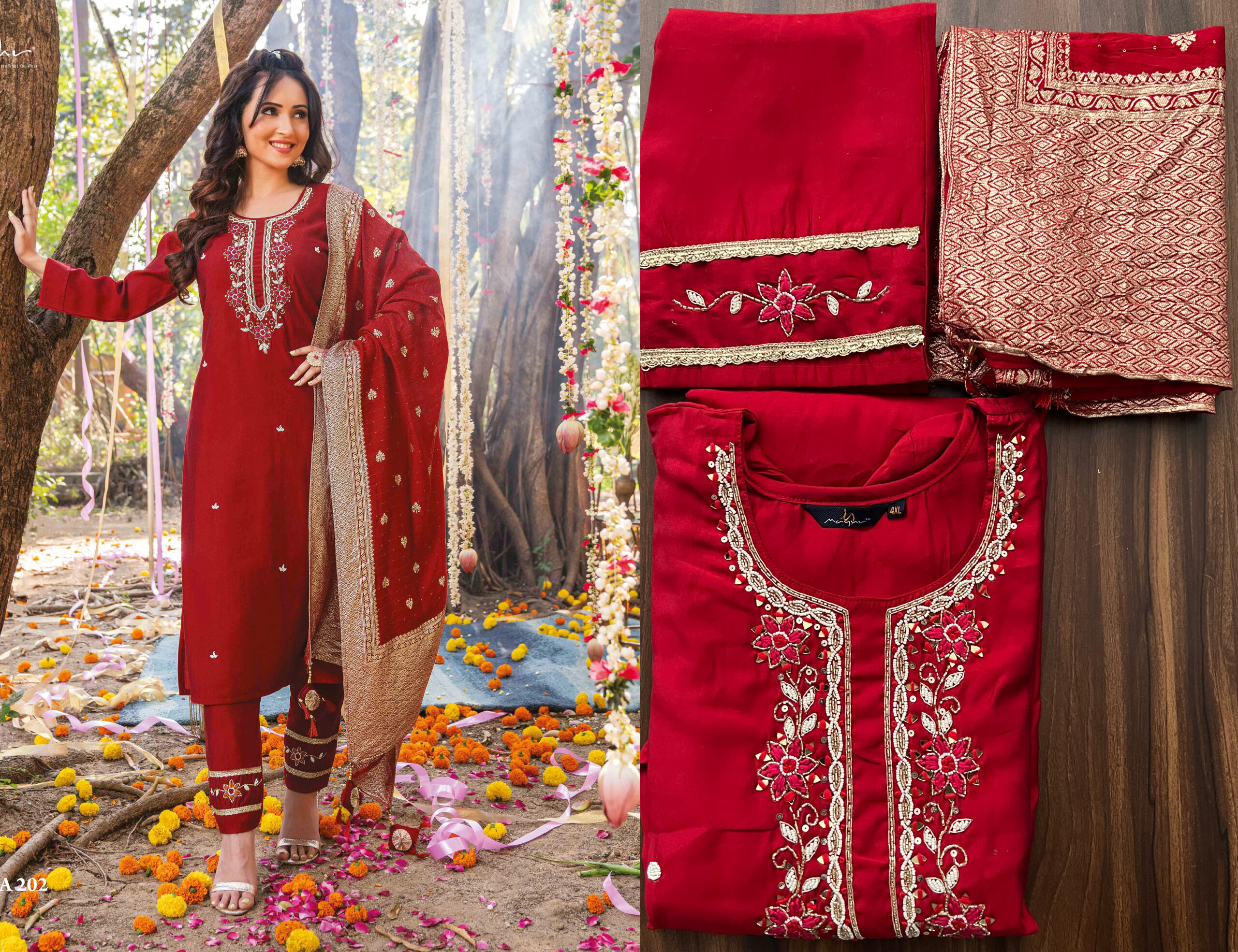 Mayur Fashion Sabhyata Vol-2 Viscose Silk Festive Wear Kurti Pent Dupatta