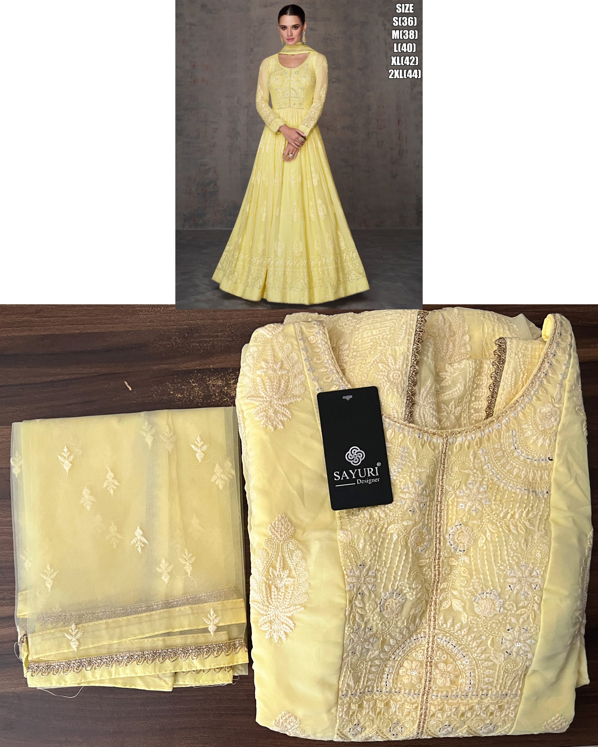 Women's Real Georgette Embroidery Stitched Gown With Dupatta