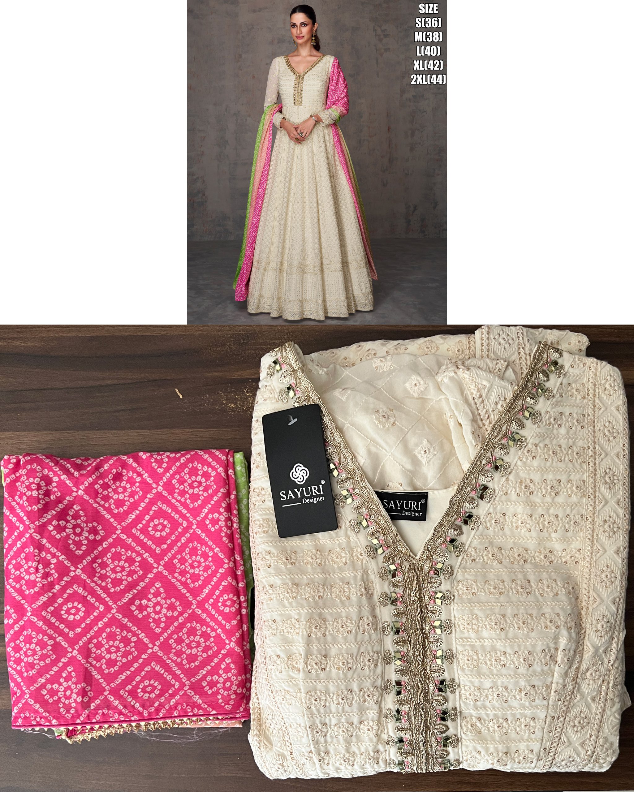 Women's Real Georgette Embroidery Stitched Gown With Dupatta