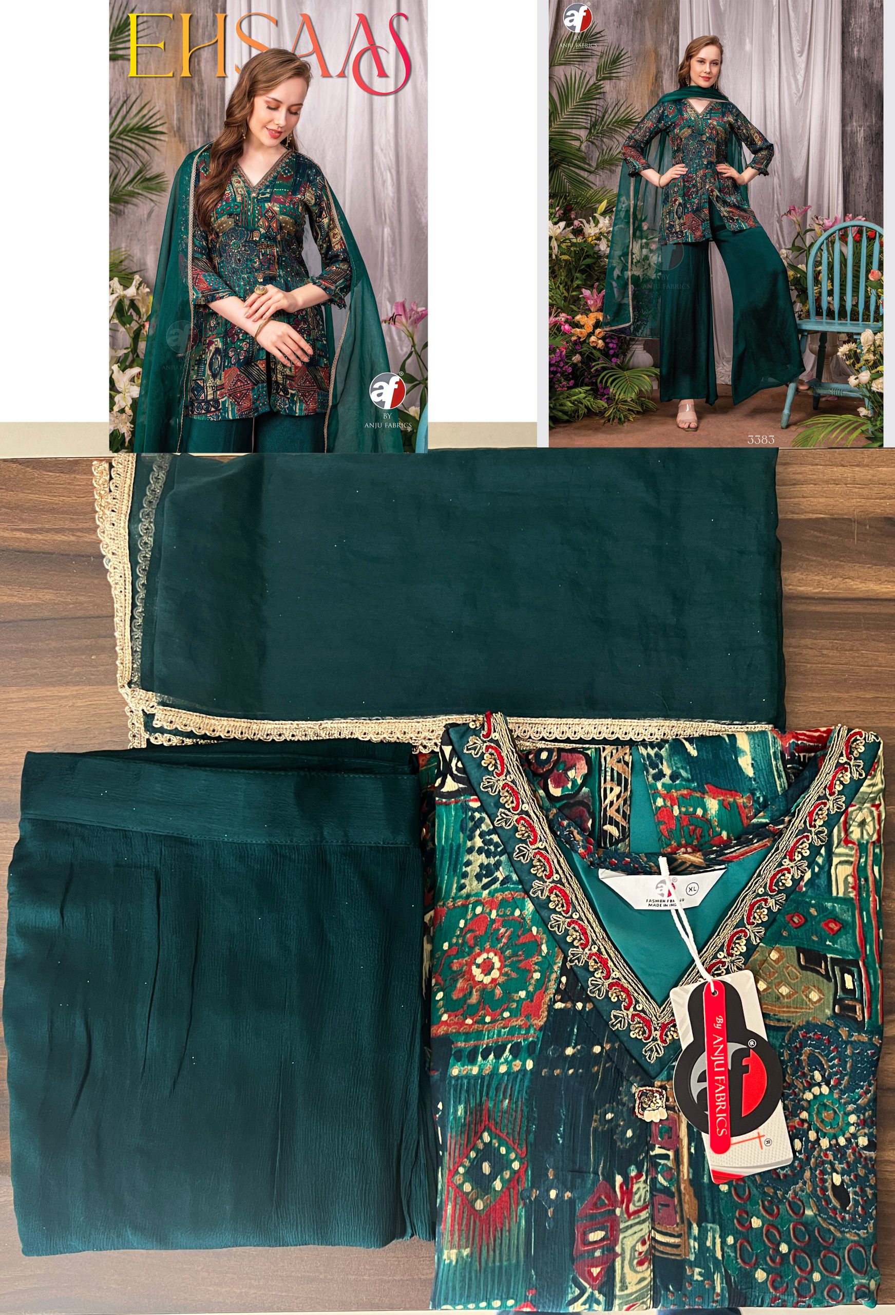 Anju Fabrics Present New Catalog Ehsaas Readymade Kurti Plazzo With Dupatta