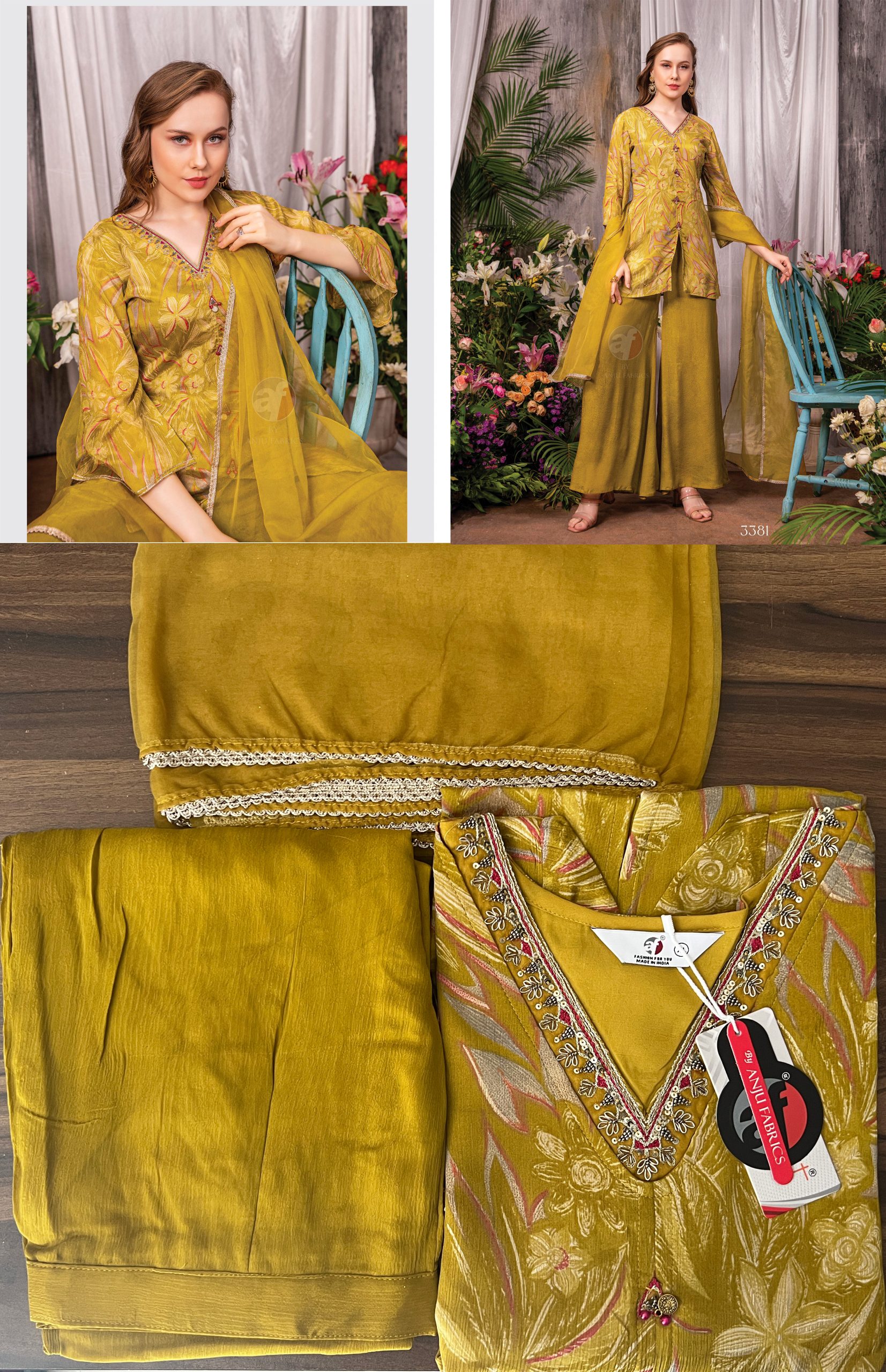 Anju Fabrics Present New Catalog Ehsaas Readymade Kurti Plazzo With Dupatta