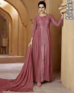 Unleash Your Charisma Step Into Luxury With Ready-to-wear Crushed Real Georgette Gown Adorned In Exquisite Lucknowi Style Work