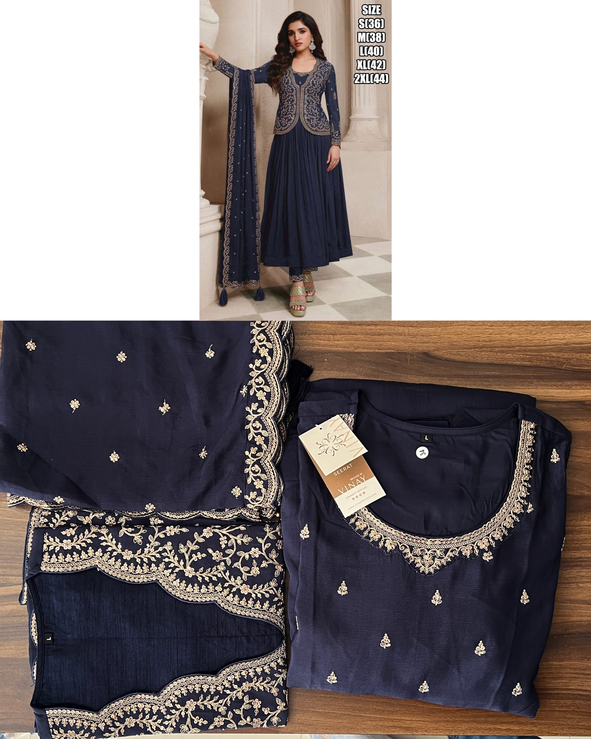 Women's Semi Stitched Chinon Embroidery Designer Salwar Suit