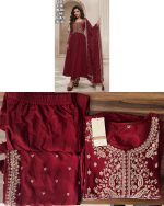 Women's Semi Stitched Chinon Embroidery Designer Salwar Suit
