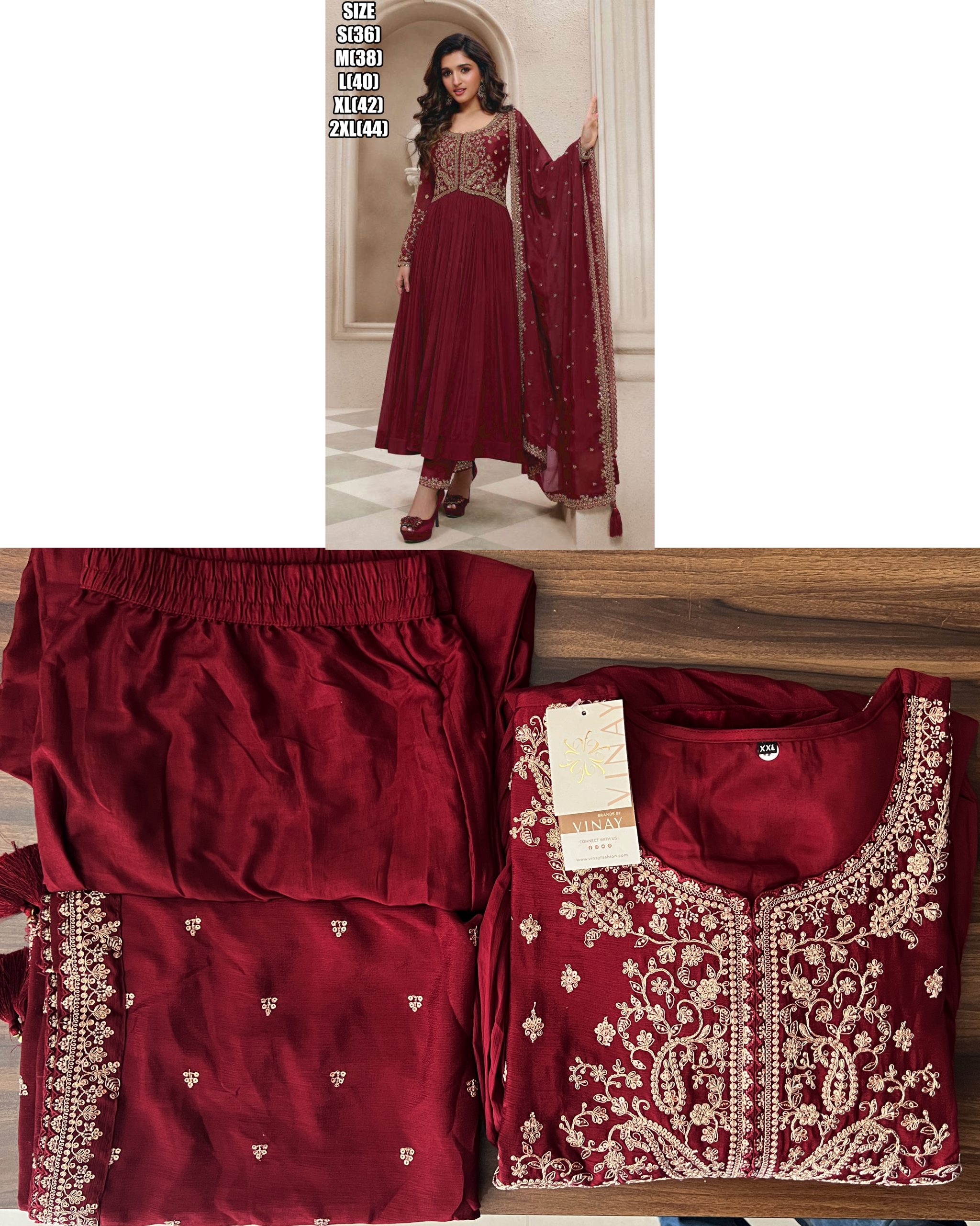 Women's Semi Stitched Chinon Embroidery Designer Salwar Suit