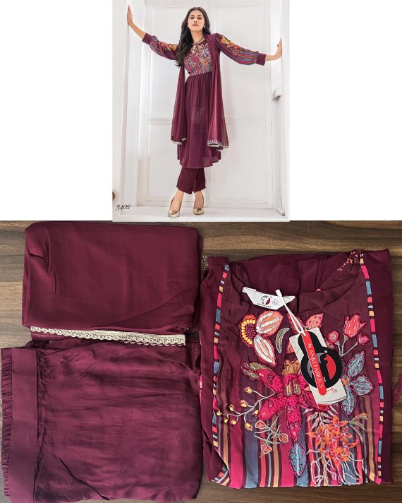 Ethnicrang Women's Natural Crepe Digital Printed Party Wear 2Pcs & 3pcs Fancy Kurti Pent With Dupatta