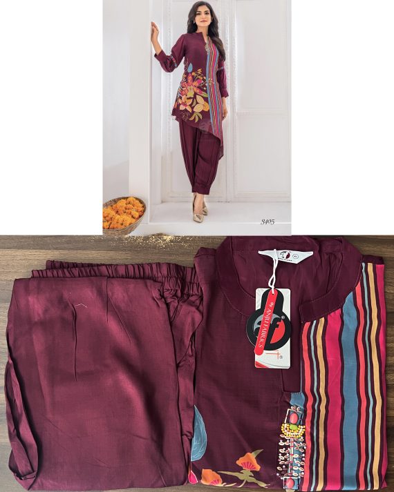 Ethnicrang Women's Natural Crepe Digital Printed Party Wear 2Pcs & 3pcs Fancy Kurti Pent With Dupatta