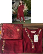 Ethnicrang Women's Viscose Organza Embroidery Occasion Beautiful Party Wear 3Pcs Fancy Kurti Pent With Dupatta