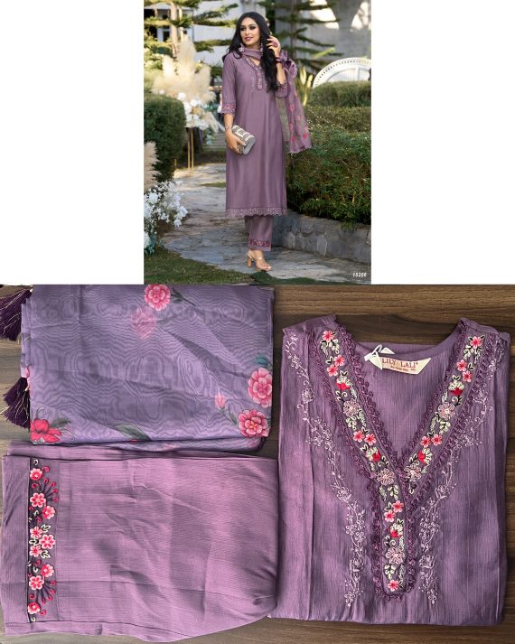 Ethnicrang Women's Viscose Organza Embroidery Occasion Beautiful Party Wear 3Pcs Fancy Kurti Pent With Dupatta
