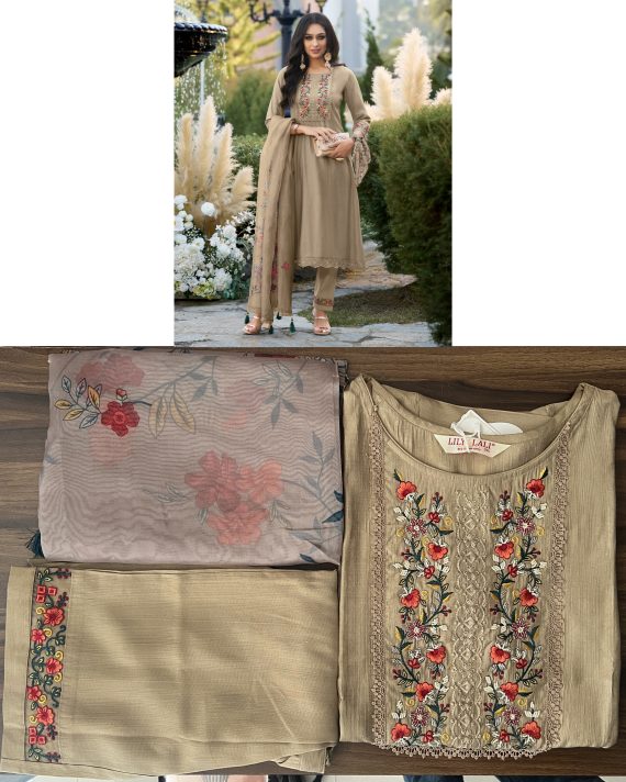 Ethnicrang Women's Viscose Organza Embroidery Occasion Beautiful Party Wear 3Pcs Fancy Kurti Pent With Dupatta