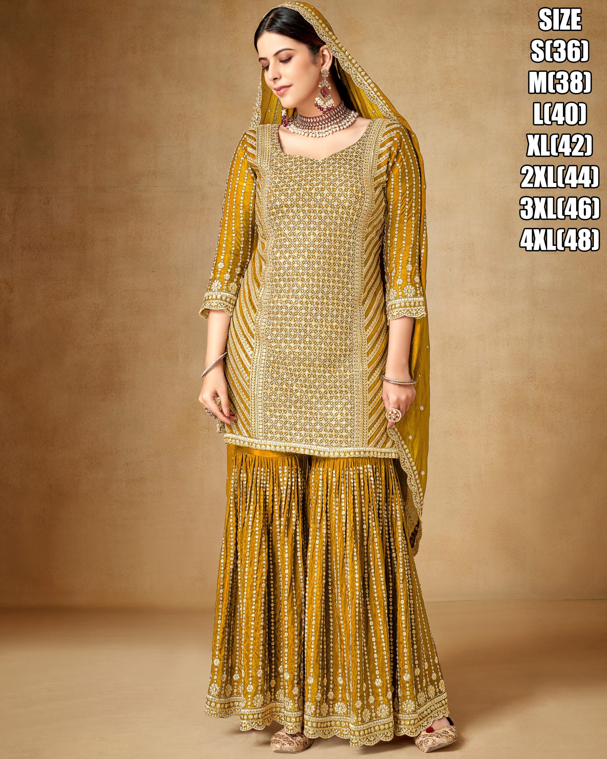 Women's Premium Chinon Stitched Embrodiery Partywear Salwar Suit