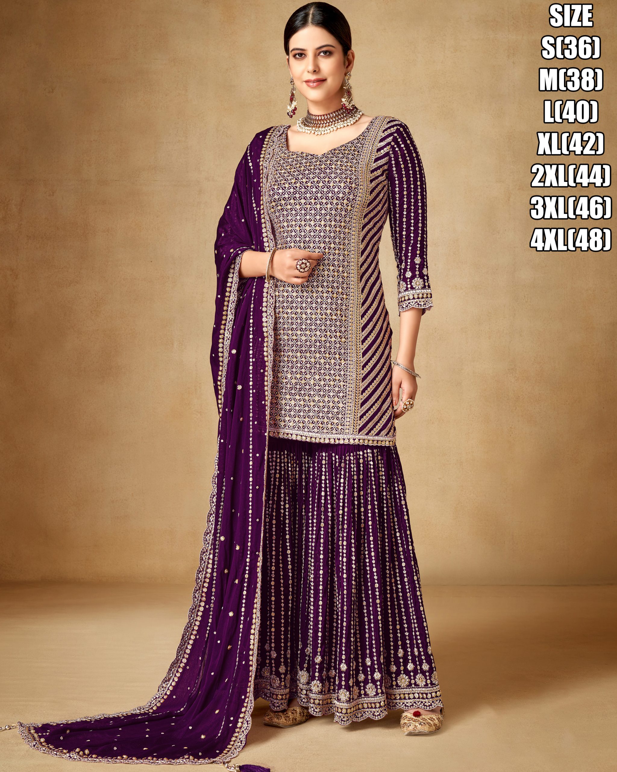 Women's Premium Chinon Stitched Embrodiery Partywear Salwar Suit