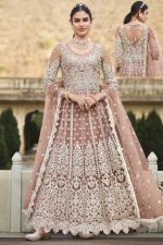 Pure Butterfly Net Semi Stiched Embroidery Long Anarkali Gown For Weddingwear