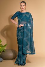 Stunning Collection Heavy Georgette Saree With Multicolour Sequence Paired With Georgette Blouse