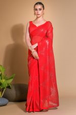 Stunning Collection Heavy Georgette Saree With Multicolour Sequence Paired With Georgette Blouse