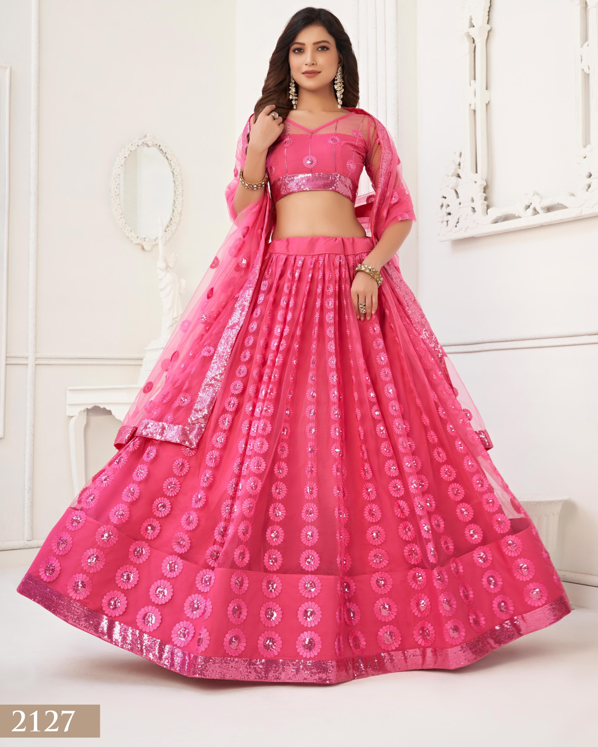 Embrace Grace and Glamour in our Semi-Stitched Designer Butterfly Net Wedding Wear Lehenga Choli Your Perfect Bridal Ensemble