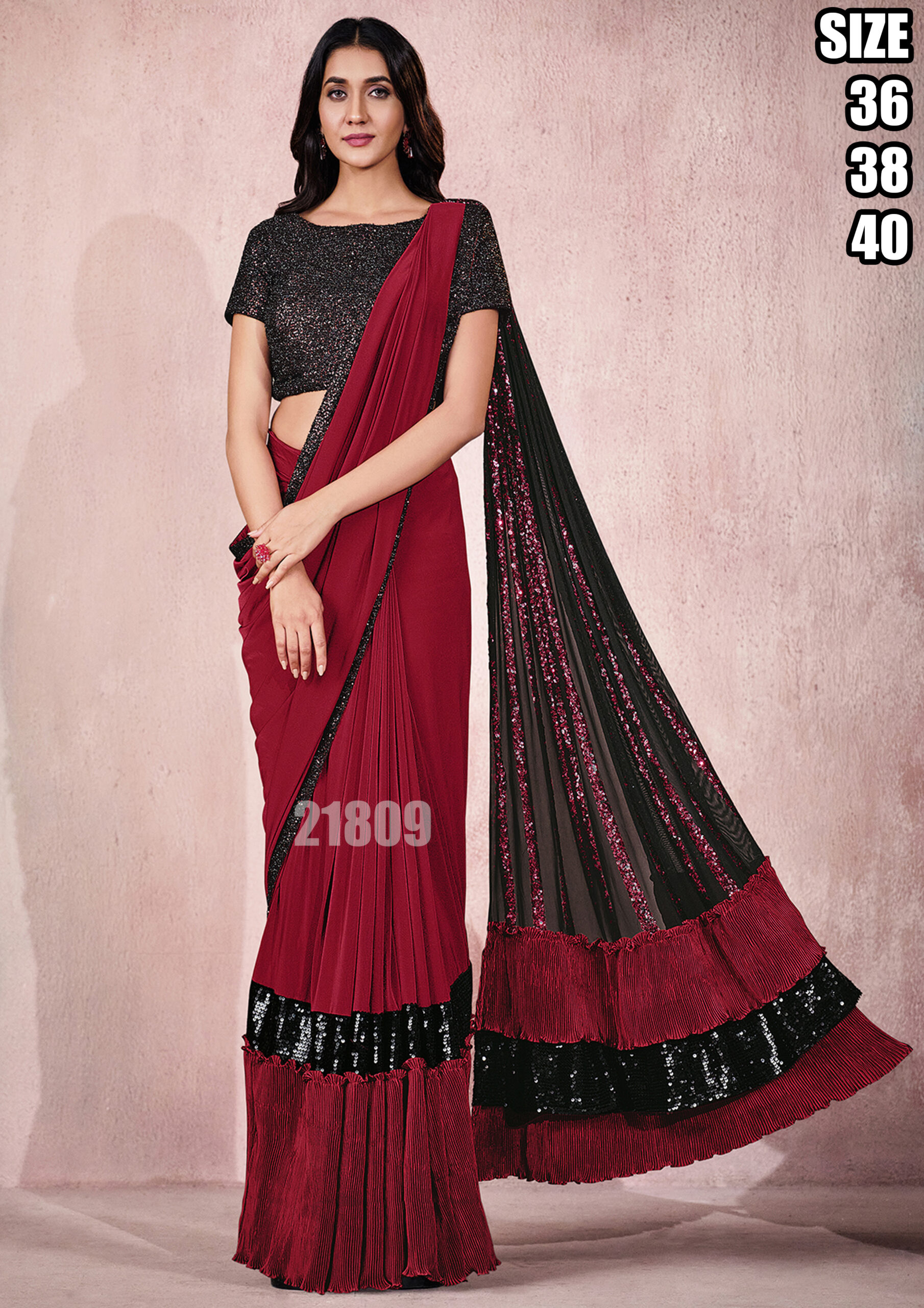 Party Wear Ready To Wear Saree With Stitched Blouse