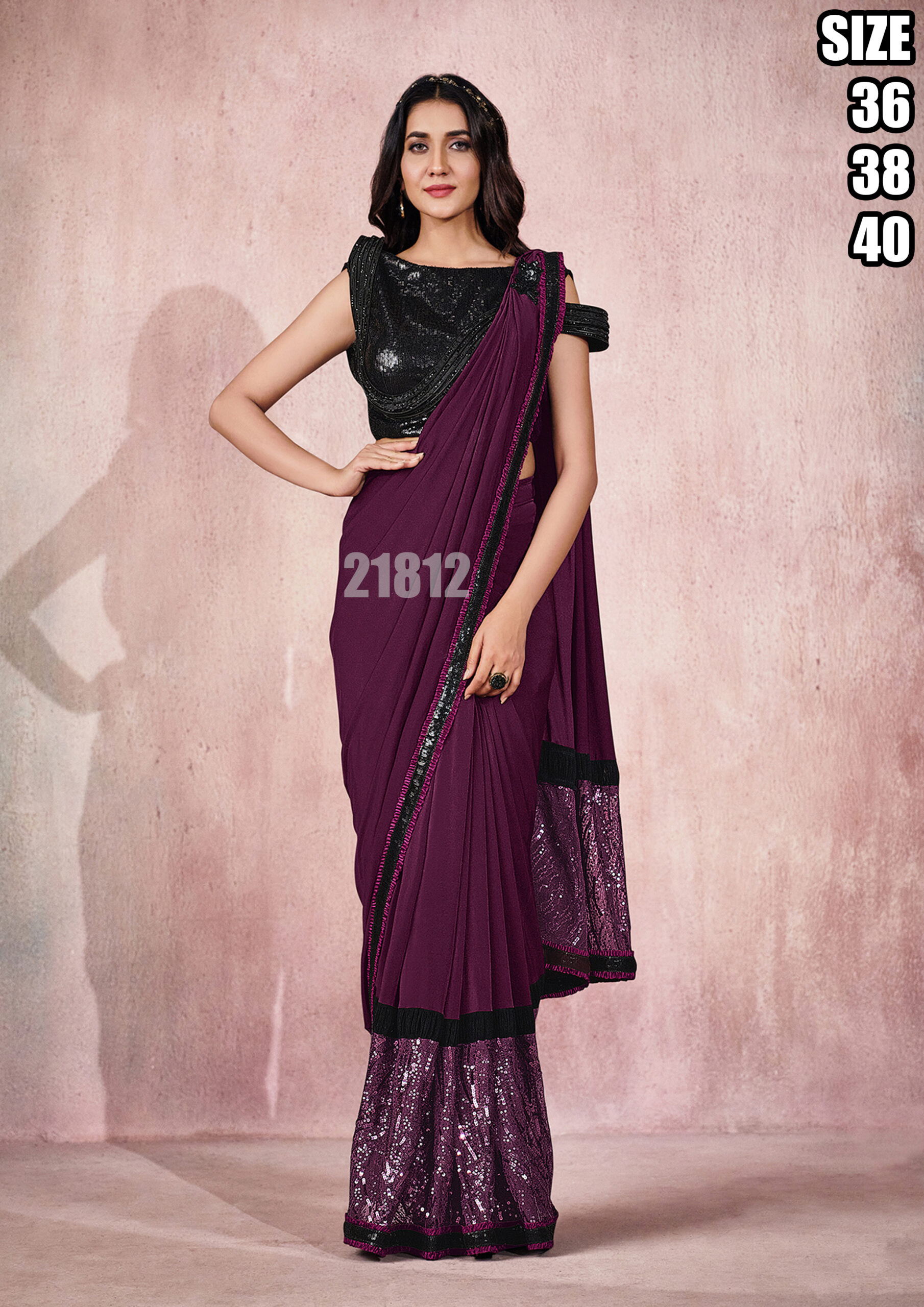 Party Wear Ready To Wear Saree With Stitched Blouse