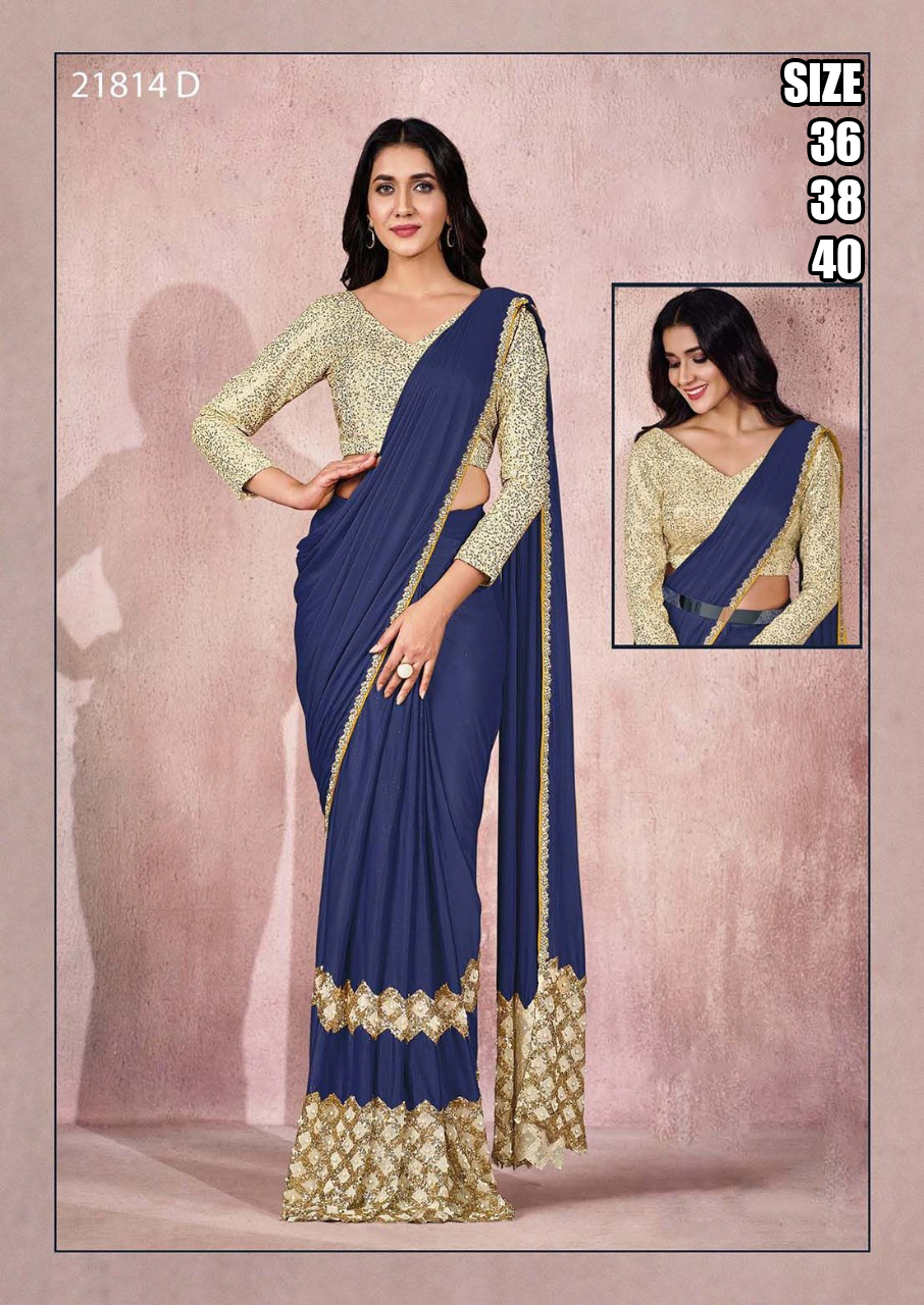 Party Wear Ready To Wear Saree With Stitched Blouse