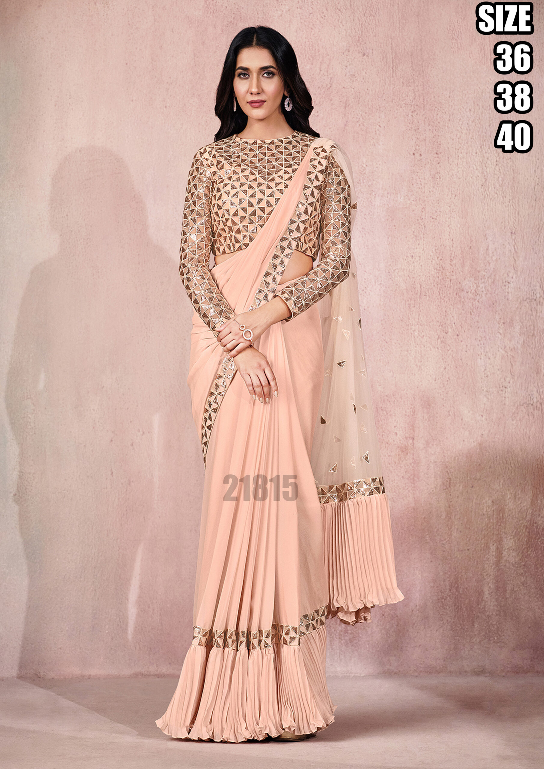 Party Wear Ready To Wear Saree With Stitched Blouse