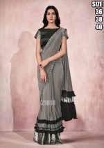 Party Wear Ready To Wear Saree With Stitched Blouse
