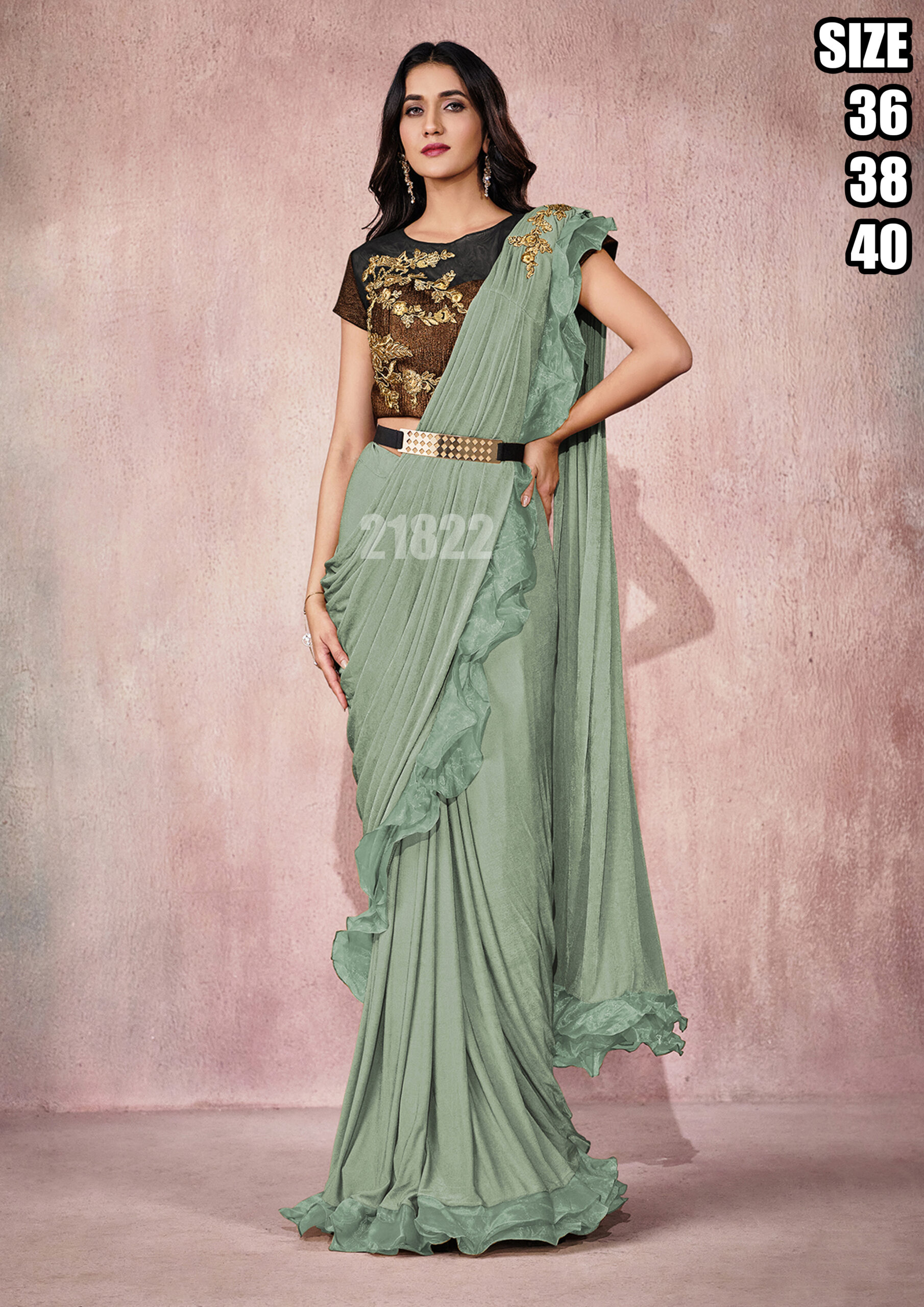 Party Wear Ready To Wear Saree With Stitched Blouse