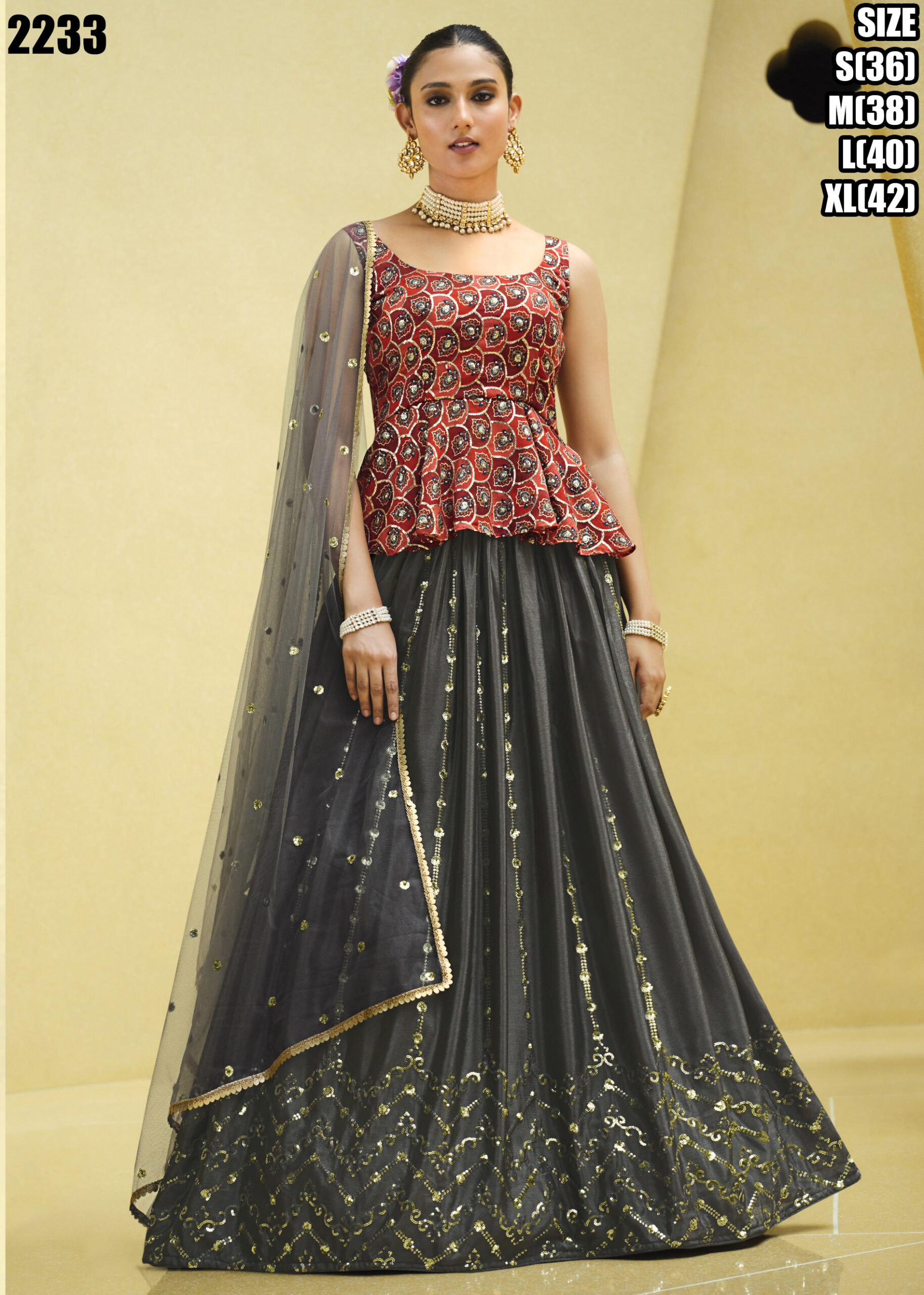 Present Chinnon Silk Stitched Embroidery Lehenga Choli Collection.
